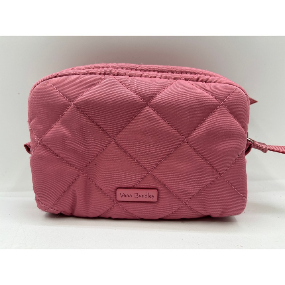 Vera Bradley Mini Cosmetic Bag Performance Twill Terra Cota Rose Quilted Pouch